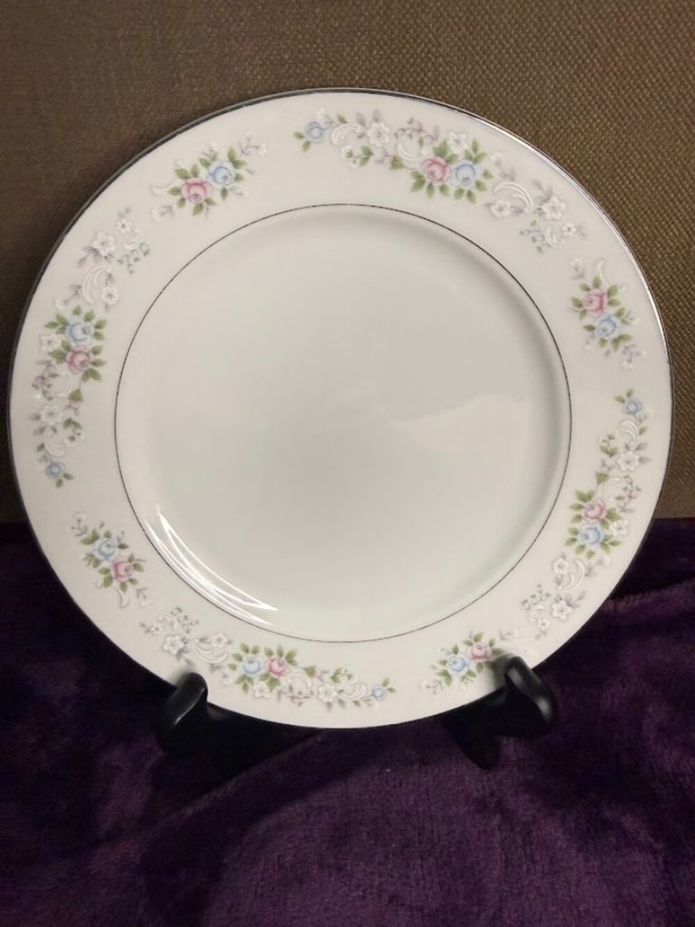Carlton Corsage # 481 Bread Butter Plates Set of 9 Japan Porcelain Platinum